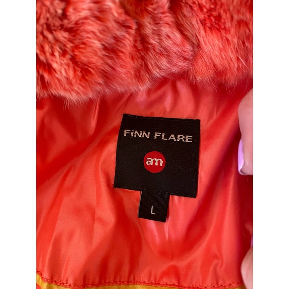 Finn Flare Orange Puffer Jacket Size L - Picture 4 of 7